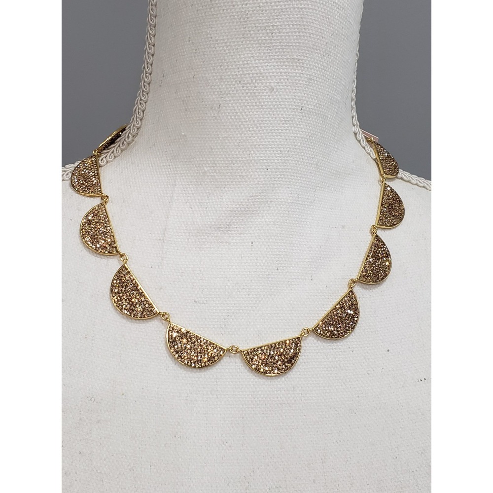 NEW Kate Spade New York Mod Scallop Pave Necklace NWT $168 Dust Bag GOLD Tone